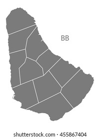Barbados regions Map grey