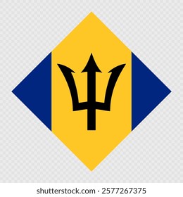 Barbados rhombus flag. Vector illustration.