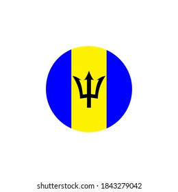 Barbados round flag icon. Barbados circular symbol vector illustration isolated on white.