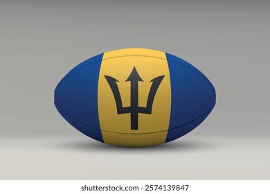 Barbados rugby ball featuring the national flag design on a gray background