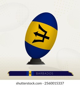 Barbados Rugby Ball on Rugby Kicking Tees with Modern Design. Illustration perfect for sports, national pride, and rugby-related projects.