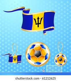 Barbados soccer vector flag banner