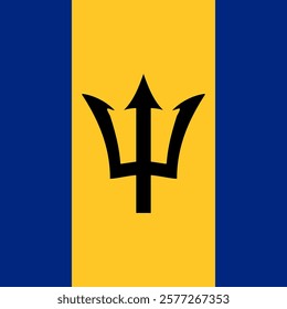Barbados square flag. Vector illustration.