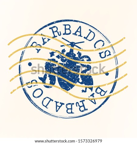 Barbados Stamp Postal. Silhouette Seal. Passport Round Design. Vector Icon. Design Retro Travel. National Symbol.