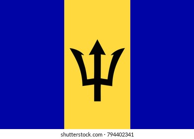 Barbados state flag. Vector illustration.