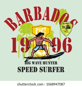 Barbados surfer graphic deisgn vector art