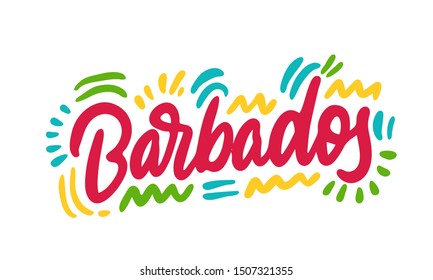 Barbados, text design. Vector calligraphy. Typography poster. Usable as background.