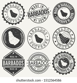 Barbados Travel Stamp Made In Product Stamp Logo Icon Symbol Design Insignia.