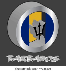 barbados tridimensional flag, abstract vector art illustration