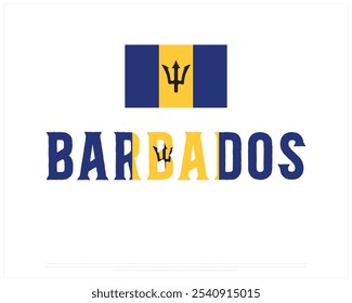 Barbados Typography with National flag on a white background, Editable vector design of Barbados typography with flag, National Day Design, Barbados day design, National Flag of Barbados