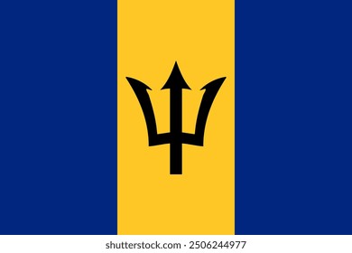 Barbados vector flag. Accurate dimensions and official colors. This file is suitable for digital editing and printing of any size.