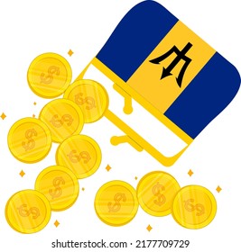 Barbados vector hand drawn flag, Barbados dollar