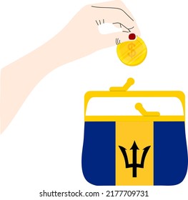 Barbados vector hand drawn flag, Barbados dollar