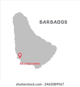 Barbados vector map illustration, country map silhouette with mark the capital city of Barbados inside. vector illustration. Every country in the world is here