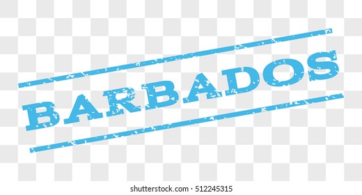 Barbados watermark stamp. Text caption between parallel lines with grunge design style. Rubber seal stamp with dirty texture. Vector light blue color ink imprint on a chess transparent background.