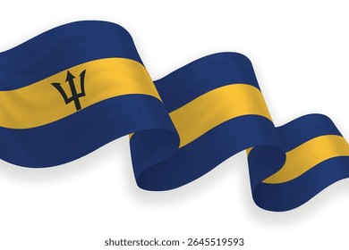 Barbados waving flag with bright colors on clean background