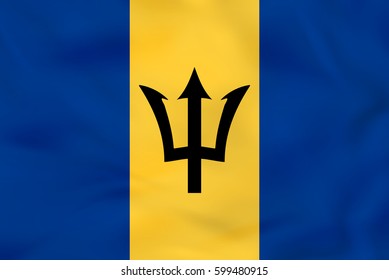 Barbados waving flag. Barbados national flag background texture. Vector illustration.