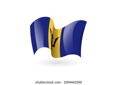 Barbados waving flag vector icon, national symbol. Flag of Barbados, fluttered in the wind - vector illustration isolated on white background.