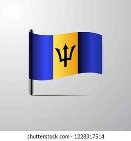 Barbados waving Shiny Flag design vector