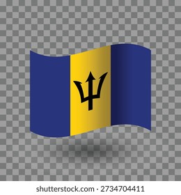 Barbados wavy flag isolated transparent background
