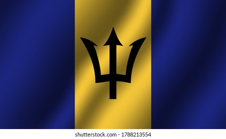 barbados wavy flag vector illustration. textile fabric close up mode