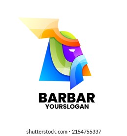 barbarian gradient logo design vector
