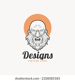 Barbarian head vintage illustration logo