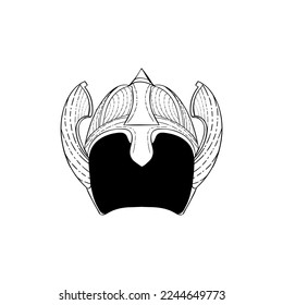 Barbarian Helmet king line art design, logo icon vector design template, suitable for your company