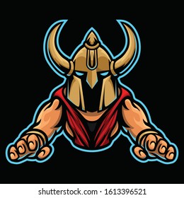 Barbarian knight viking Logo Template for e sport and sport mascot  isolated on dark background