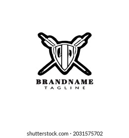 barbarian shield logo icon design template modern black vector illustration