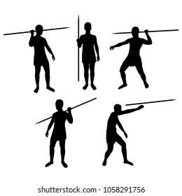 Barbarian with spear silhouette vector set