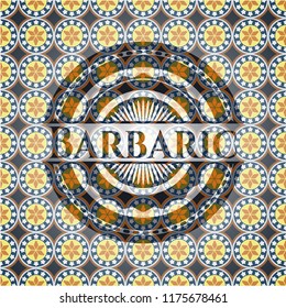 Barbaric arabesque style badge. arabic decoration.