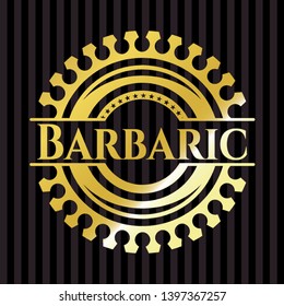 Barbaric gold emblem or badge. Vector Illustration. Detailed.