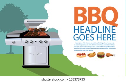 Barbecue background. EPS 8 vector, grouped for easy editing. No open shapes or paths.