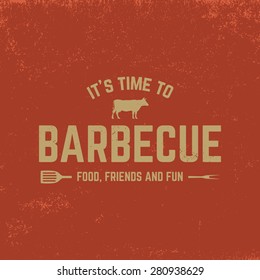 barbecue badge on red  grunge background