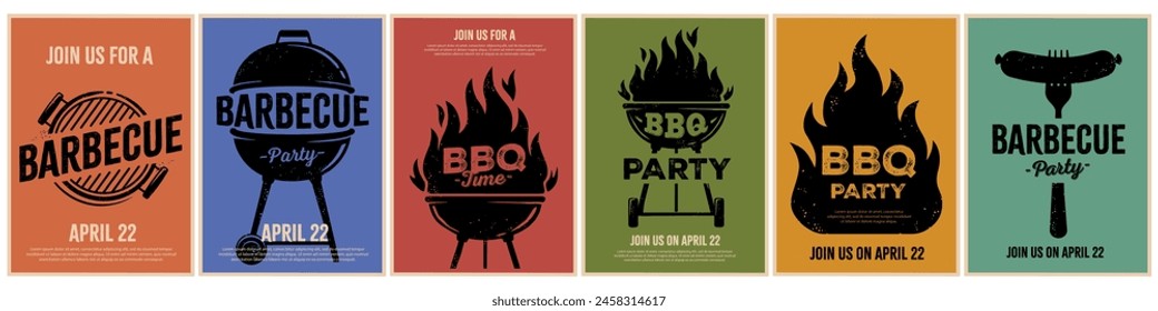 Barbecue banner. Barbecue banner set. Vintage style.