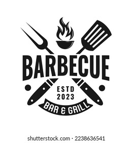 Diseño y logotipo del logotipo del bar barbacoa y del restaurante Grill Vector