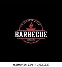 Barbecue barbeque bbq grill restaurant food drink logo design - barbeque fire meat sausage spatula element