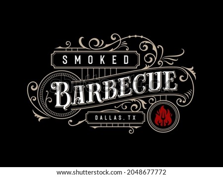 Barbecue barbeque bbq grill vintage ornamental victorian lettering logo design ストックフォト © 