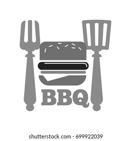 Barbecue or bbq grill burger or hot dog sausage vector icon