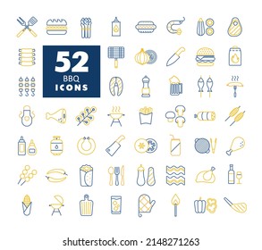 Barbecue and bbq grill isolated icon set. Graph symbol for cooking web site and apps design, logo, app, UI
