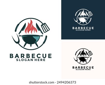 Barbecue, BBQ, Grill Logo icon vector, Barbeque Grill food and restaurant logo template