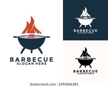 Barbacoa, barbacoa, Vector de logotipo de la parrilla, barbacoa comida a la parrilla y Plantilla del logotipo del restaurante