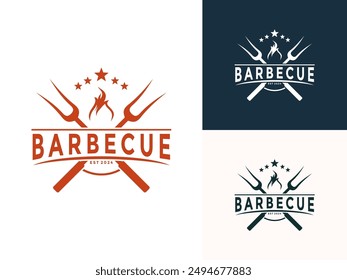 Barbecue, BBQ, Grill Logo icon vector, Barbeque Grill food and restaurant logo template