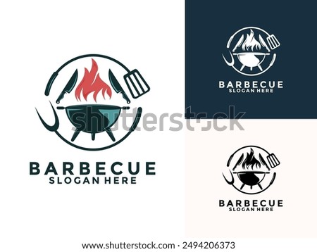 Barbecue, BBQ, Grill Logo icon vector, Barbeque Grill food and restaurant logo template