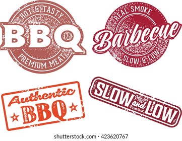 Barbecue BBQ Meat Restaurant Menu Stamps