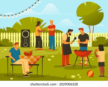 Barbecue or bbq party in backyard, background