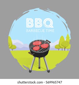 Barbecue BBQ Time Vintage Graphic Vector Illustration