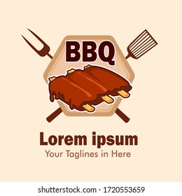 Barbecue beef grill logo in vector