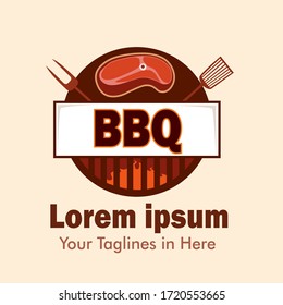Barbecue beef grill logo in vector